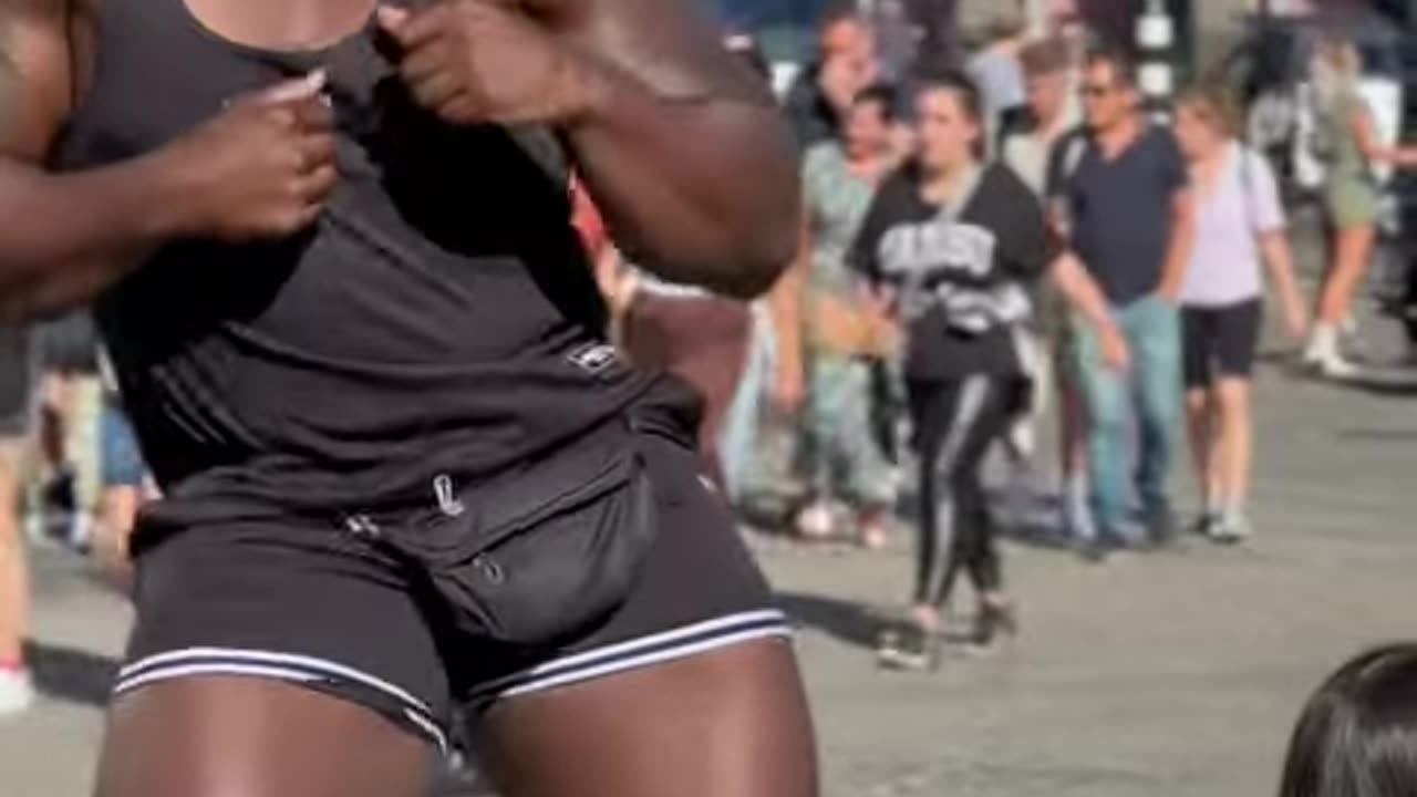 Happy athlete dancing