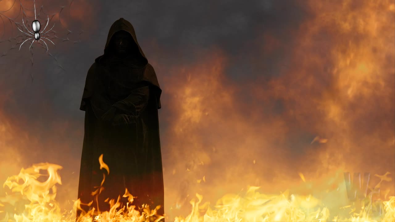 Dark Hooded Figure in Hell 4K