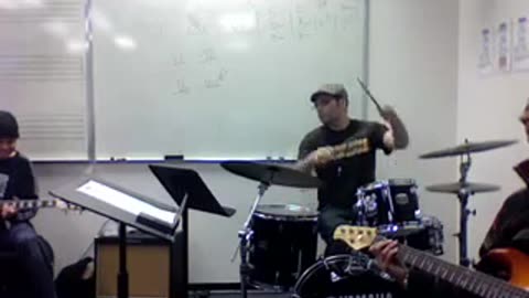 Theta313 on drums in Jazz class at LAMA