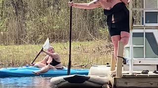 Adventurous Amputee Hops On and Plops Off Paddle Board