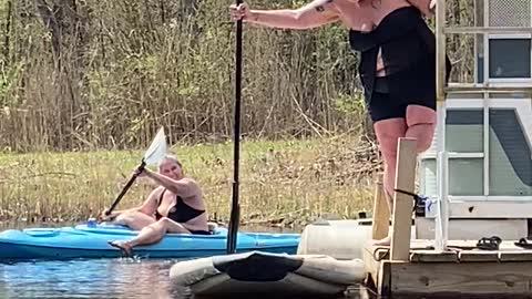 Adventurous Amputee Hops On and Plops Off Paddle Board