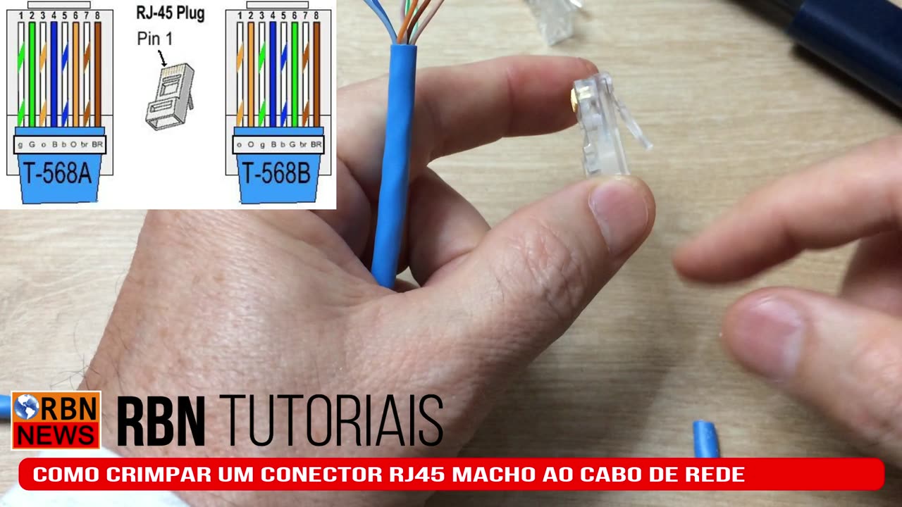 Como crimpar o conector RJ45 macho ao cabo de rede