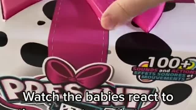 watch๐๐ the Babies React to present pup that opens itself