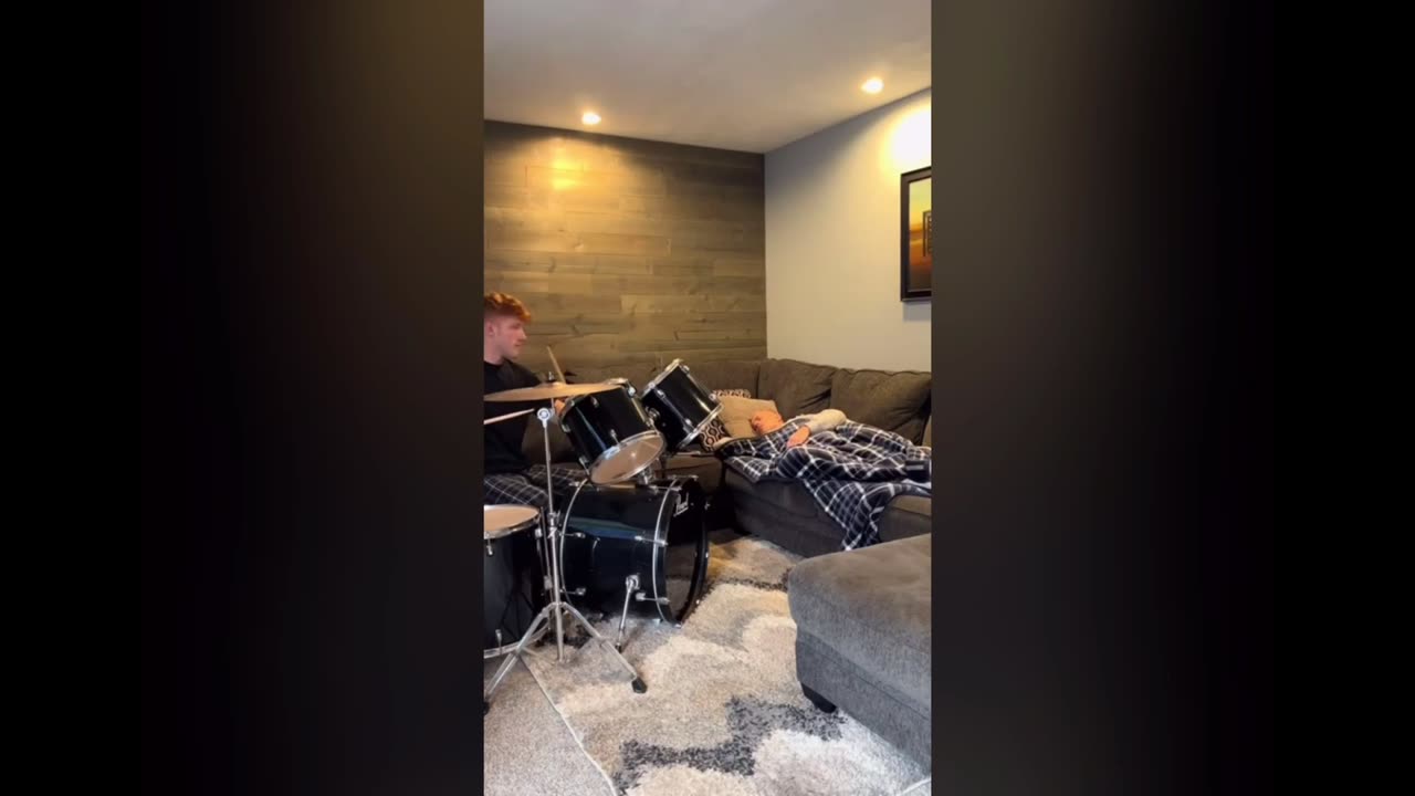 Waking my dad up with the drums