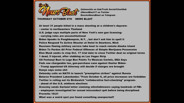 Thursday, October 6, 2022 News Blast