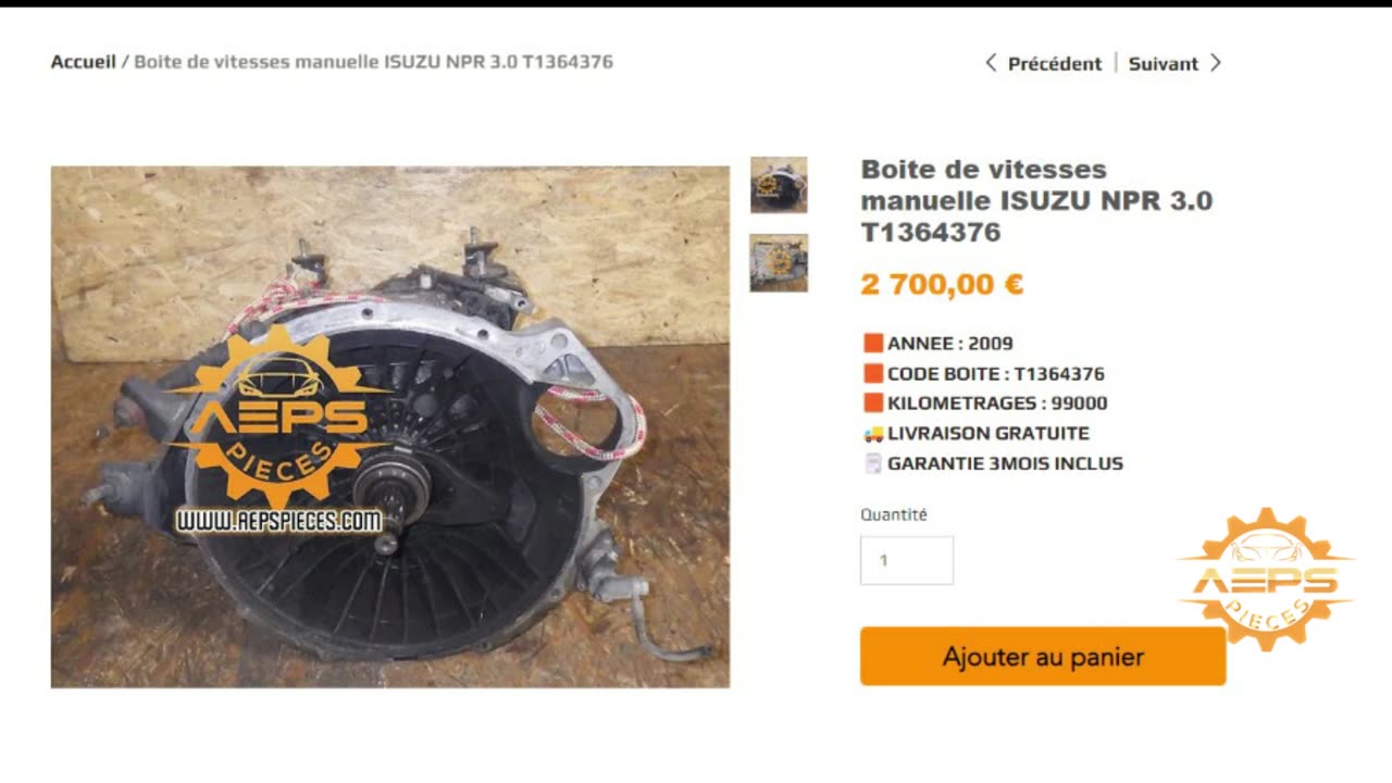 AEPSPIECES.COM - Boite de vitesses manuelle ISUZU NPR 3.0 T1364376