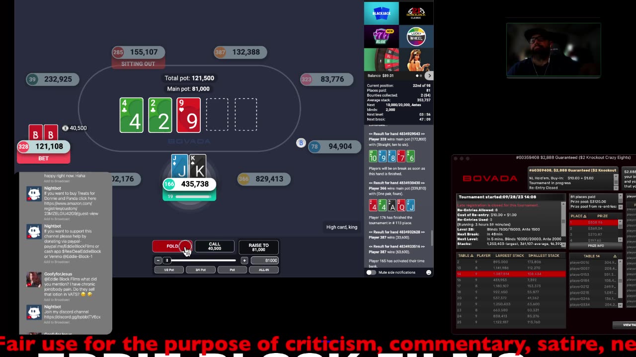 Live Poker Tournament with 10 Pushups Per Mistake!