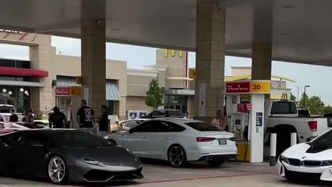Amazing cars at petrol station