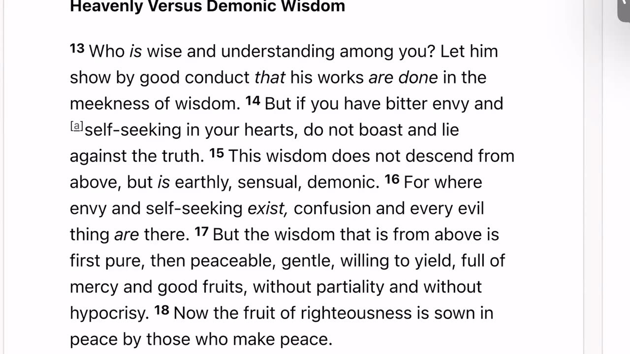 DAY 125: WISDOM JUSTIFIED (Luke 7:35): Heavenly Vs. Demonic Wisdom (James 3:13-18)