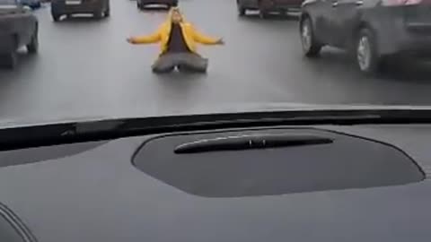 In St. Petersburg, a man bumps traffic