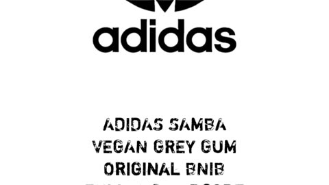 ADIDAS SAMBA VEGAN GREY GUM Original BNIB Full Tag Barcode
