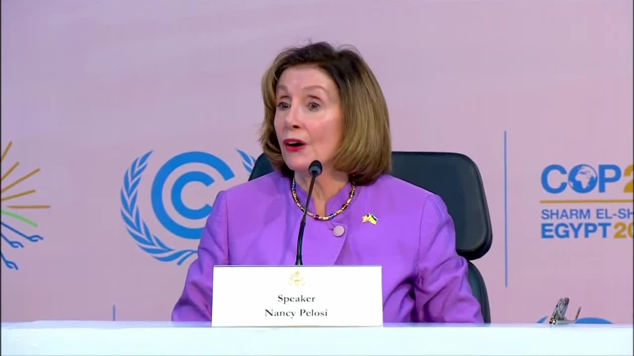 Nancy Pelosi holds a news conference at COP27