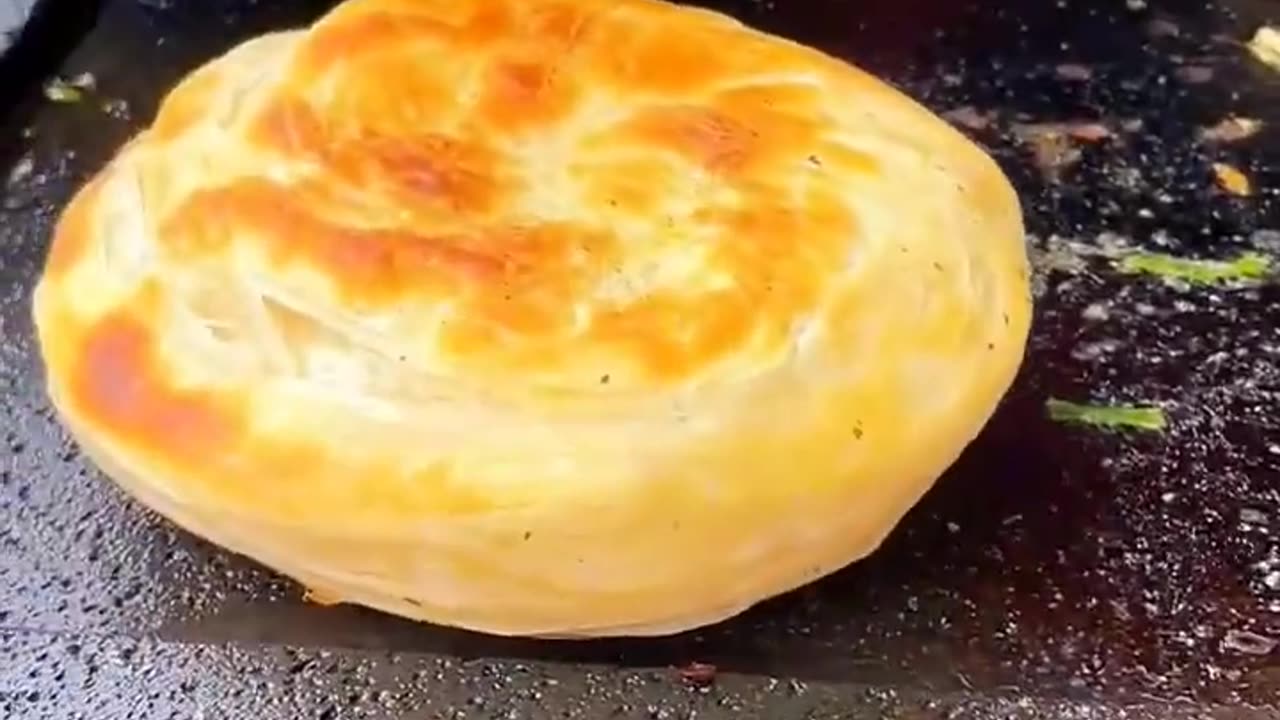 Chinese burger Stir-fried mung bean sprouts on stone slab