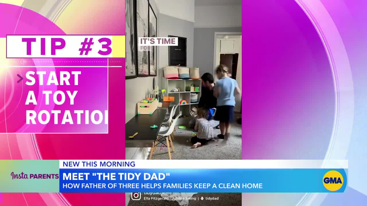 Influencer Tidy Dad helps followers keep a clean home with kids _ GMA