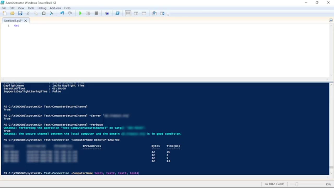 How do I check if a domain is connected with PowerShell
