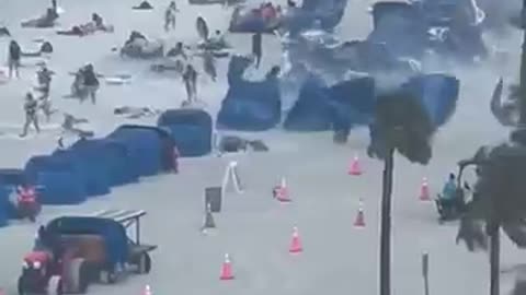 Footage_captures_waterspout_#ripping_through_#crowded_beach_#