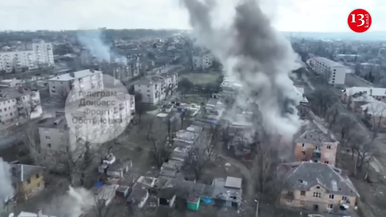 New drone footage of Bakhmut under heavy fire