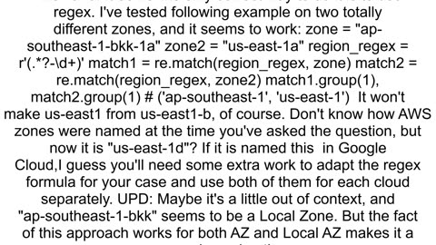 Pythonic way to extract region name from zone AWSGCloud