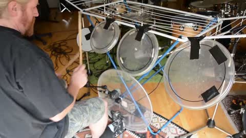 Cheapest drumset in the world - drying rack. Amazing Sound!