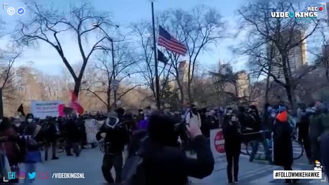 A Militia of Antifa Black Bloc marched through Manhattan today to claim ownership of the public space