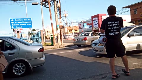 Open air preaching in Couva, Trinidad