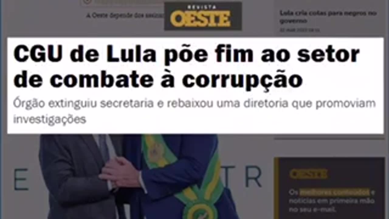 CLEPTOCRATIC GOVERNMENT OF LULA DA SILVA CLOSES SECTOR TO COMBAT CORRUPTION AT CGU.