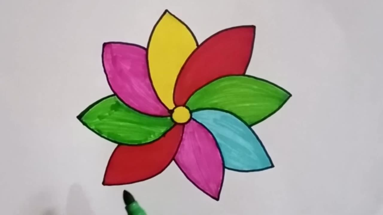 Rainbow Flower Drawing | Flower Drawing easy step by step | Coloring For Kids and Toddlers