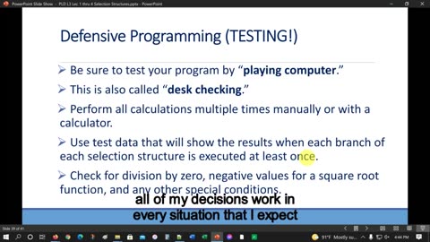 PLD L3 Lec 5 Error trapping, Defensive Programming, Menu-driven