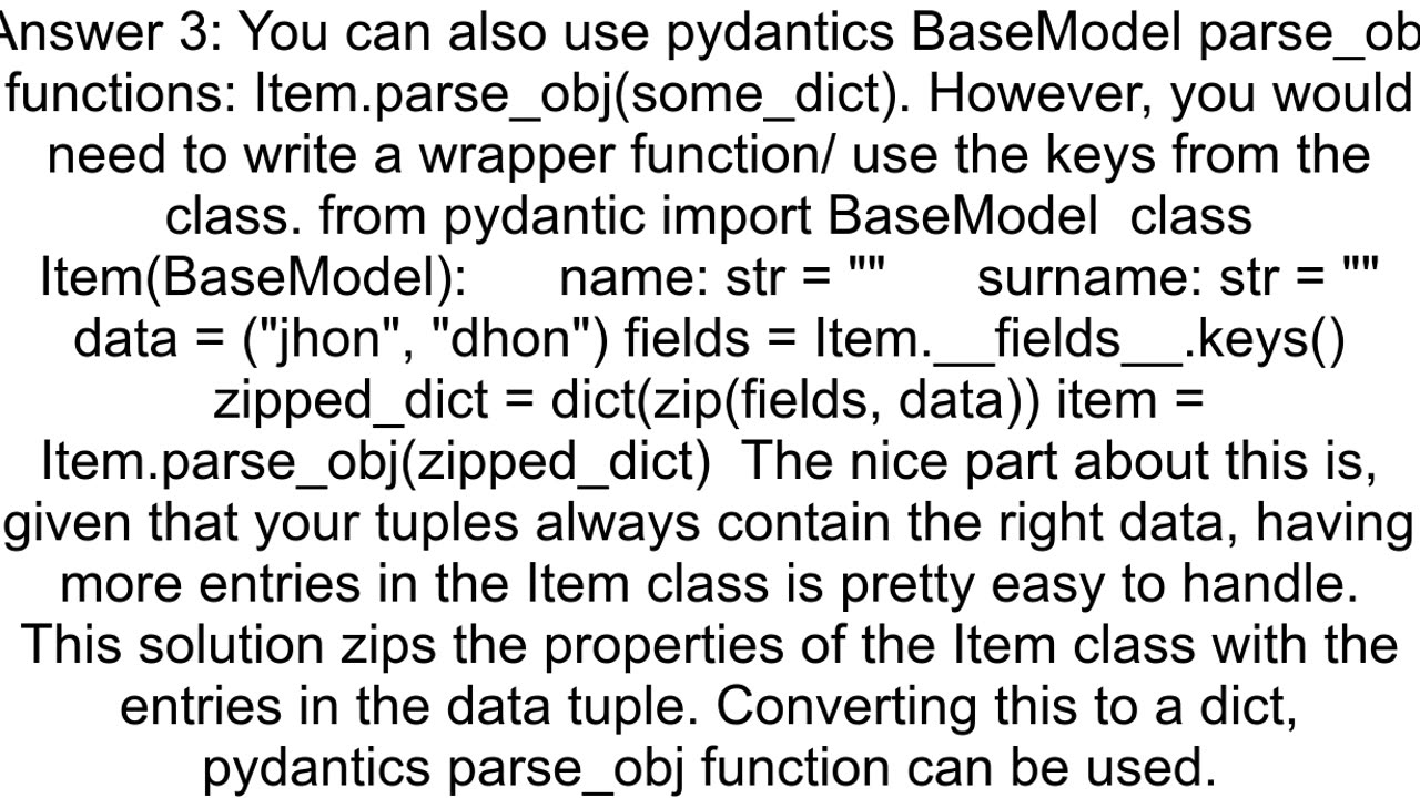 Initialize FastAPI BaseModel using non keywords arguments aka args