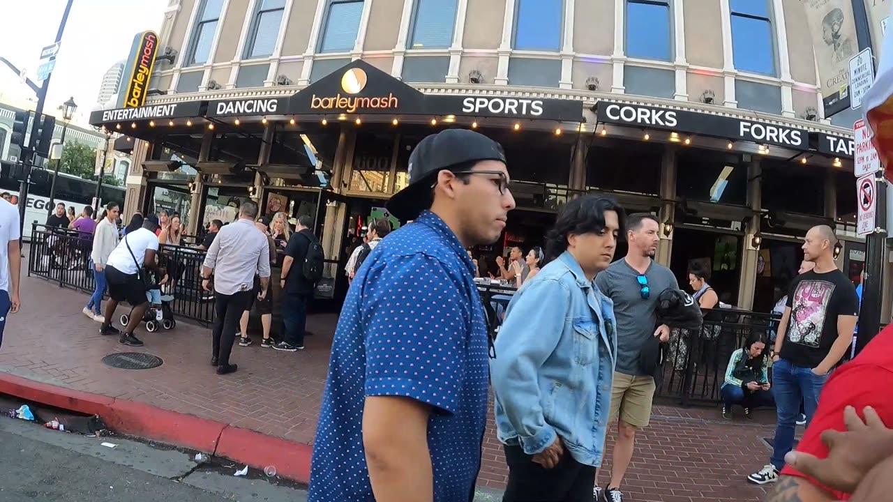 Drunkard woman hears the preacher at comic con