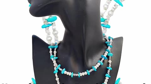 GN-20241119-01 Natural Turquoise Premium Women's Necklace Bracelet with delicate S925 silver