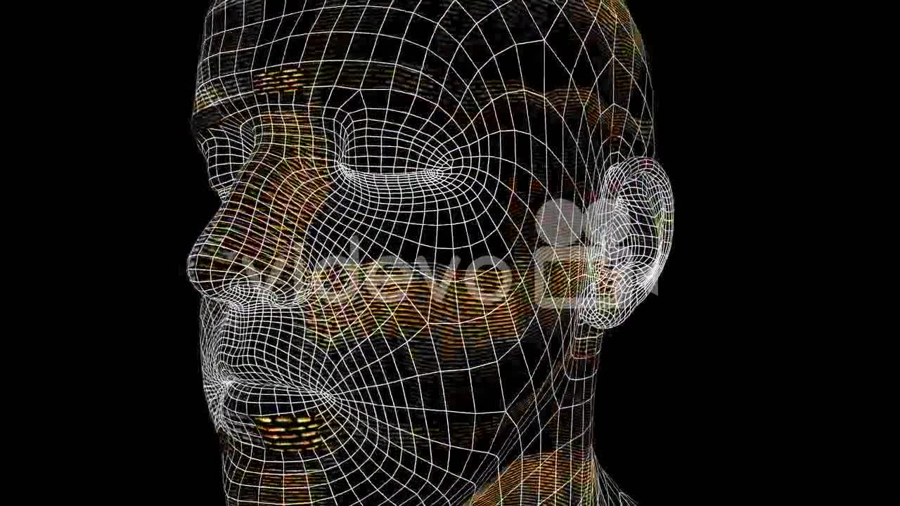 Futuristic Facial Recognition 3D Animated Head (Loop)