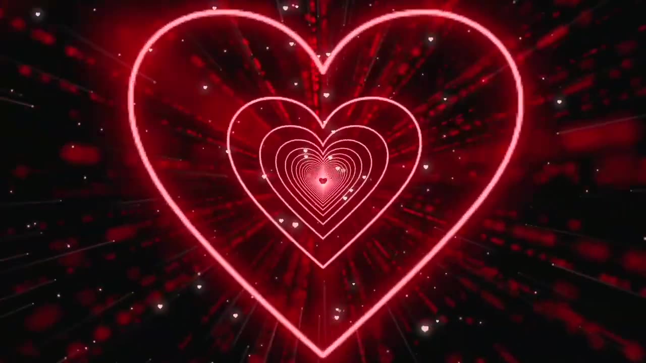 321. Neon Lights Love Heart Tunnel❤️Red Heart Heart