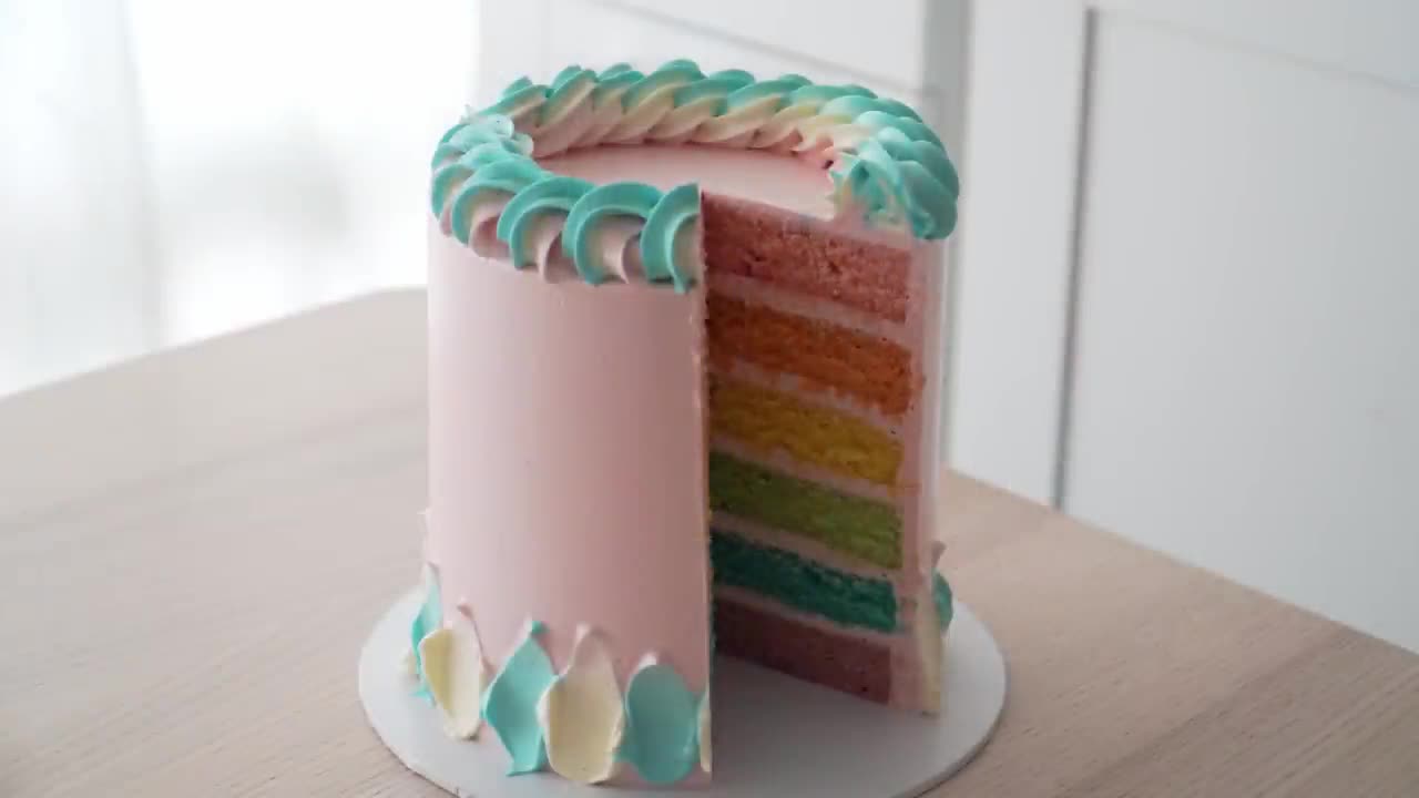 Rainbow Cake. Italian Buttercream