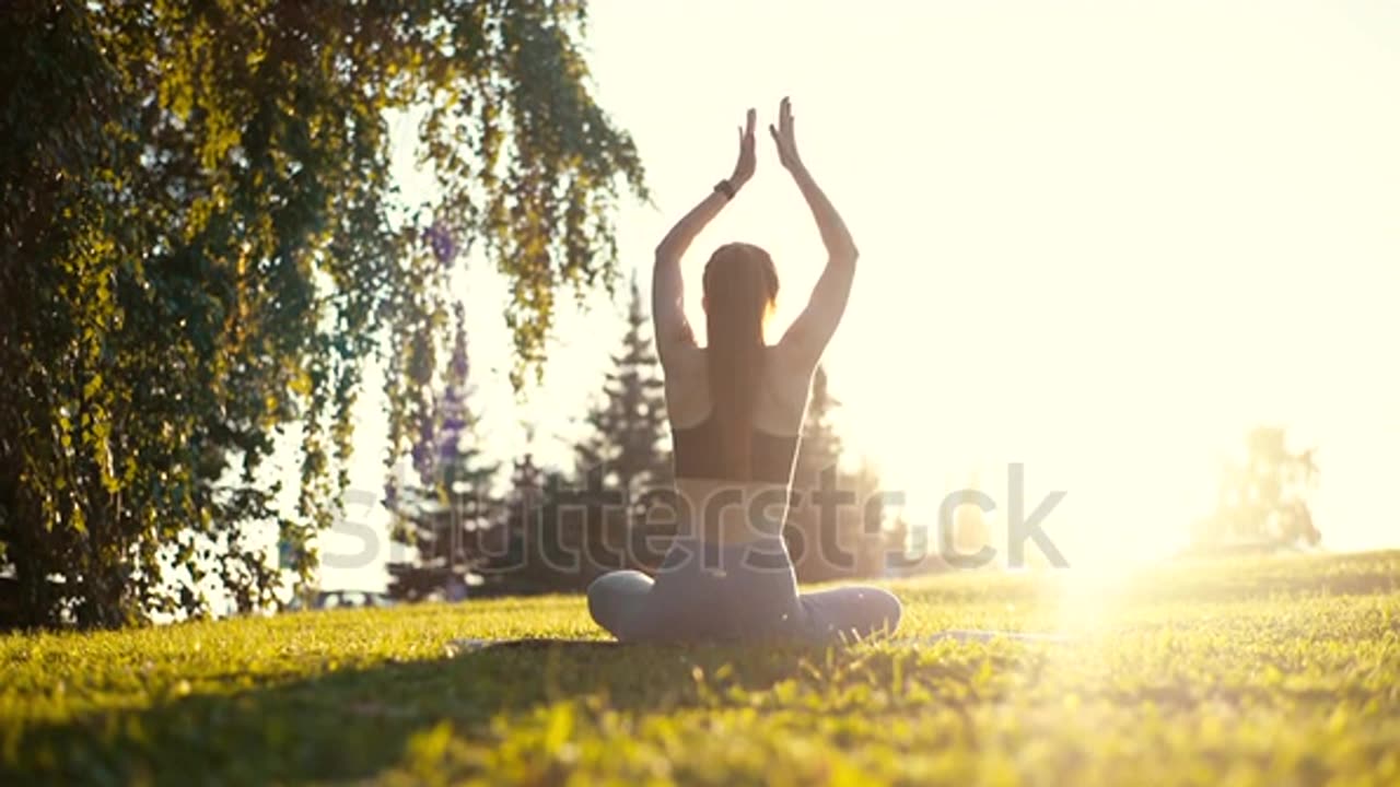 Yoga woman with sunshine