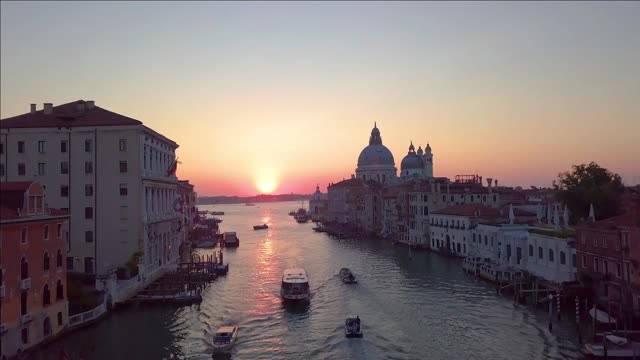 aerial view of venice scenic video taken at sunrise