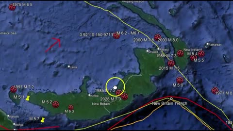 Large M 6.2 Earthquake Near Papua New Guinea, South Bismarck Sea