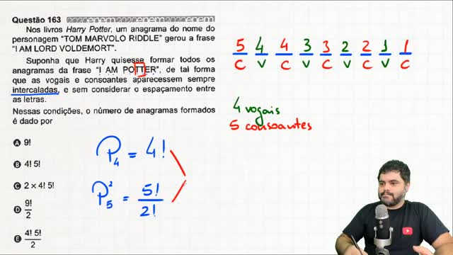 🧹 Questão 163 do HARRY POTTER do ENEM 2020 Matemática Nos livros Harry Potter, um anagrama do nome