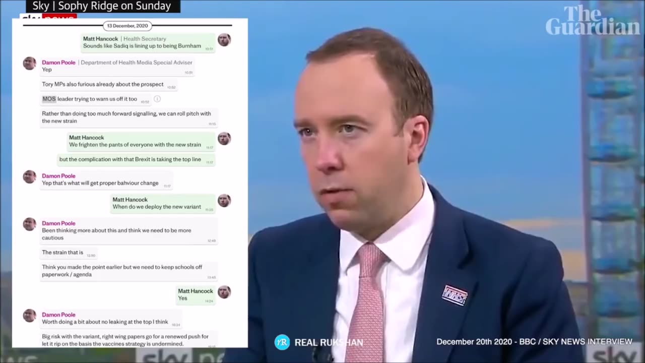 הודעות הוואטסאפ של מאט הנקוק מציגות תוכנית לפרוס וריאנט חדש כדי ליצור פחד בקרב הציבור כך זה נראה בתקשורת