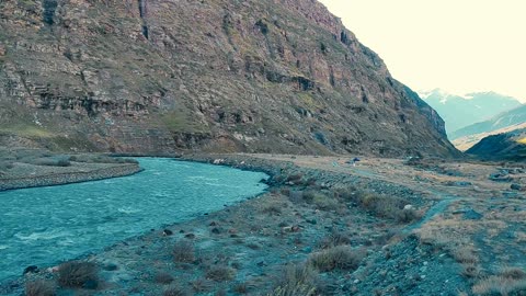 Beautiful mountain and river view from manali, india