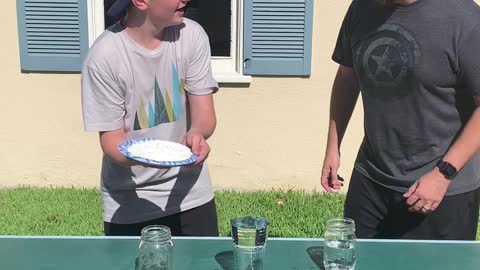 Dad vs Sons - Cup Overflow Challenge! (Loser gets surprise)