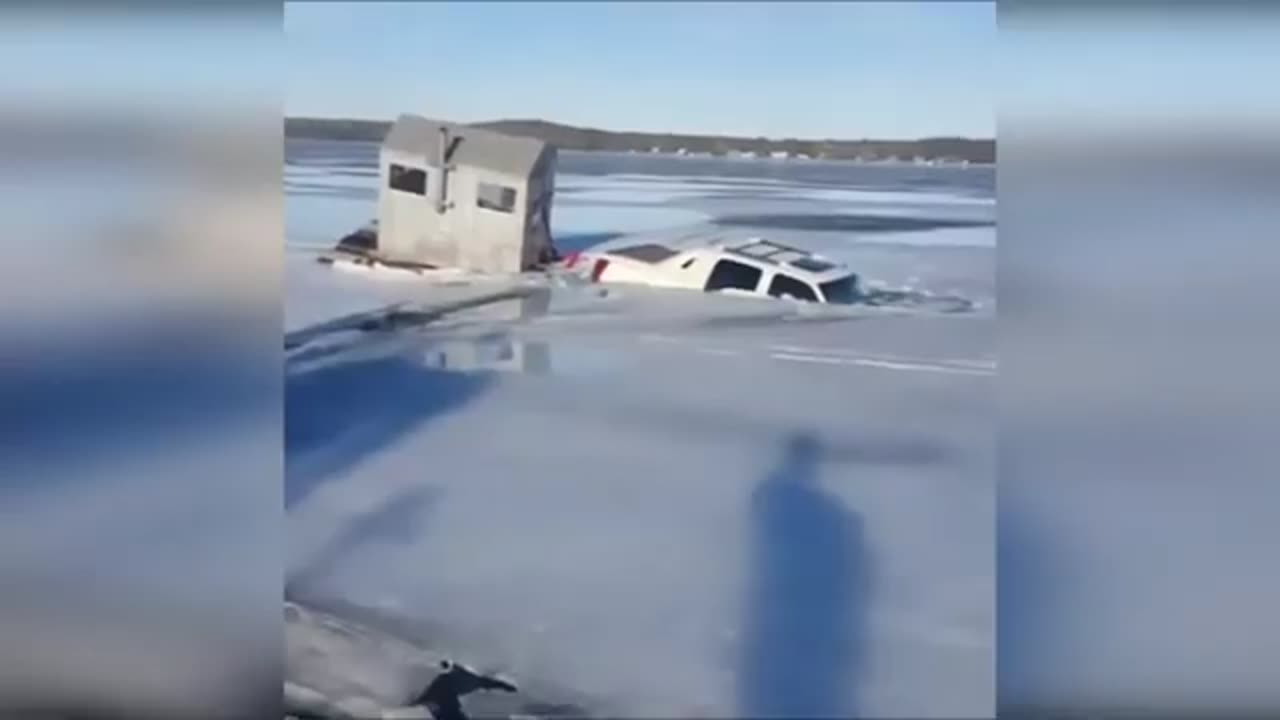 Ice fishing fails cars# falling though ice