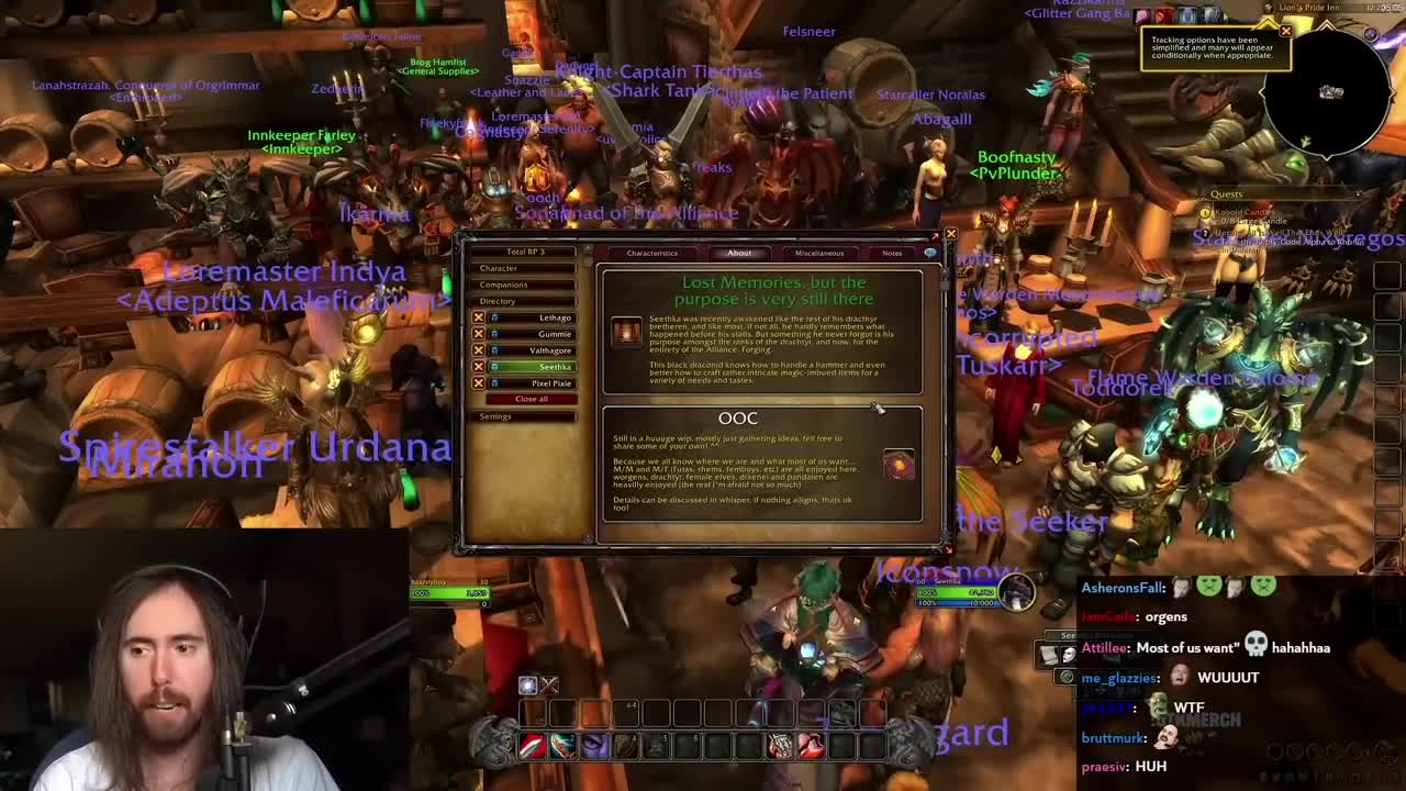 Asmongold inspects the profile of a DEGENERATE WoW Roleplayer