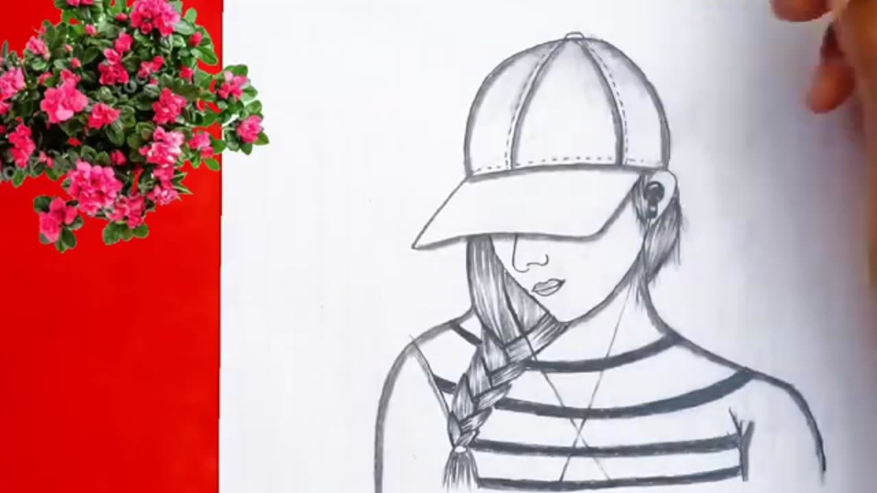 How to draw a girl with cap