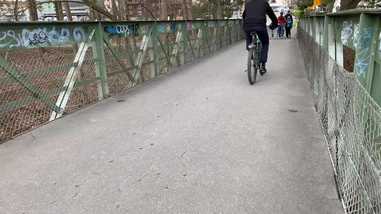 A boy likes exercise in safe green area