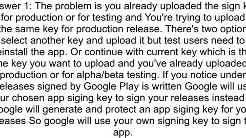 The upload key is the same as the deployment key For security reasons we need them to be different