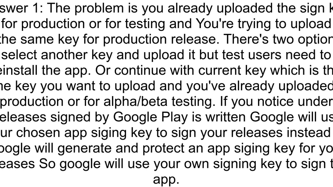 The upload key is the same as the deployment key For security reasons we need them to be different