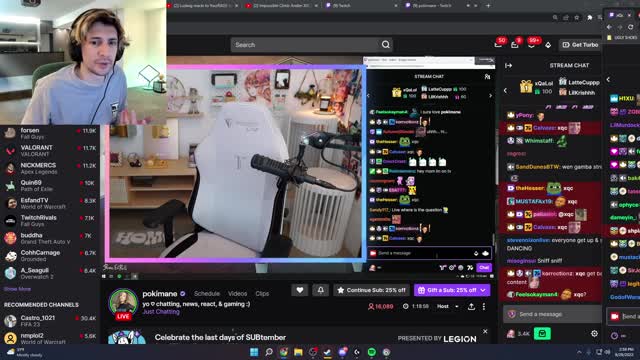 XQC sniffs Pokimanes chair !??!?!?!