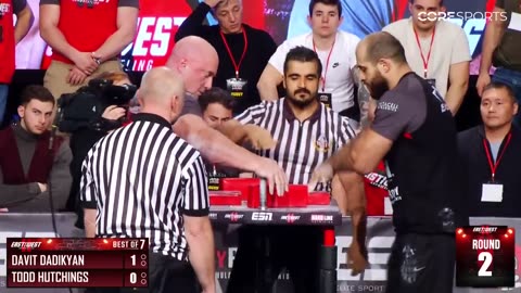 Todd Hutchings vs Davit Dadikyan East vs West lightheavyweight right hand arm wrestling