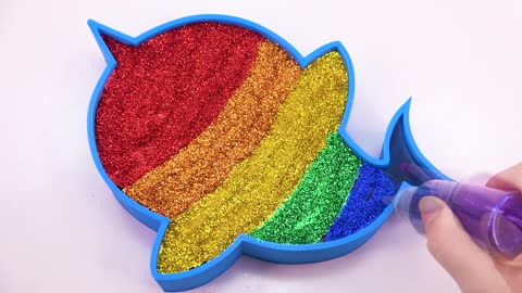 How To Make Rainbow Shark with Glossy Slime Glitter Cutting